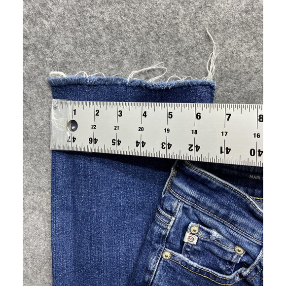 AG Mari Crop Jeans Womens 27 Blue High Rise Slim Straight Raw Hem Stretch Denim - Picture 8 of 16